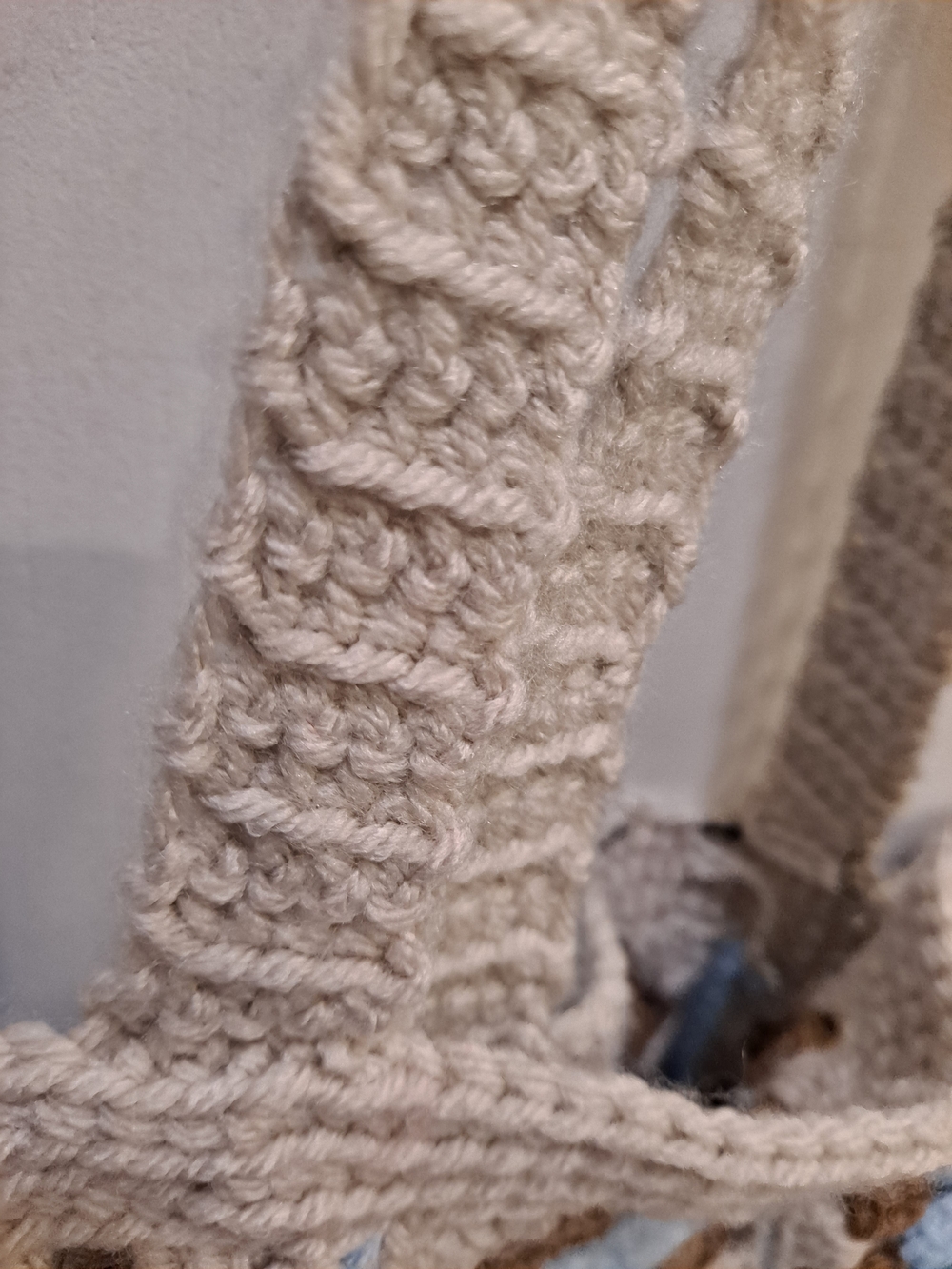 Artisan Crochet Tote Bag Cream, Light Blue & Brown Grannysquare Boho Cottagecore - Picture 9 of 11